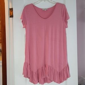 Dusty rose ruffle shirt. Size Large